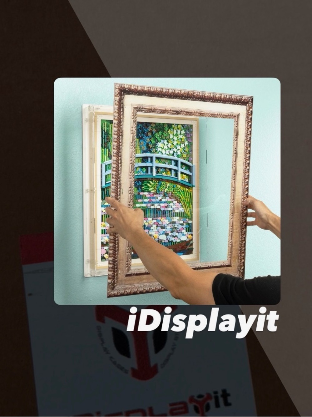 NIB iDisplayit Claude Monet Bridge Over A Pond Of Water Lilies LEGO Display Case